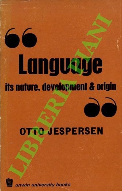 Language. Its Nature, Development & Origin - Otto Jespersen - copertina