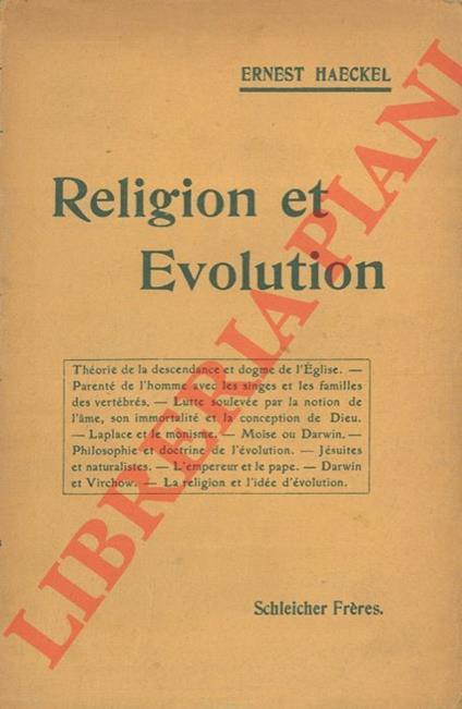 Religion et Evolution. Trois conférences faites à Berlin Le 14, 16 et 19 Avril 1906 - Ernst Haeckel - copertina