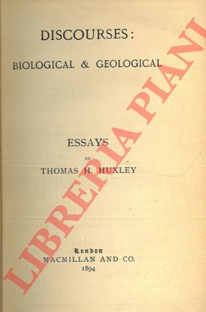 Discourses : biological & geological. Essays - copertina