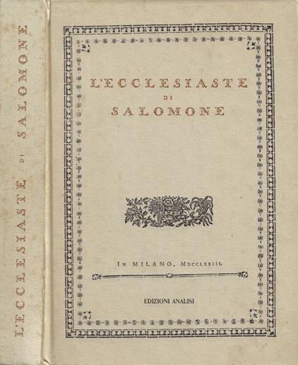 L'Ecclesiaste di Salomone - copertina