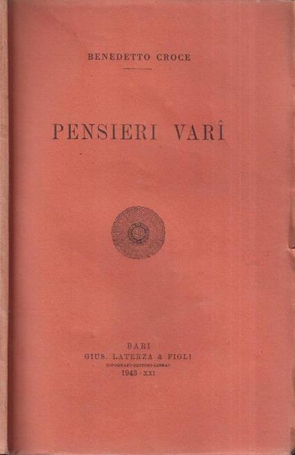 Pensieri vari - Benedetto Croce - copertina
