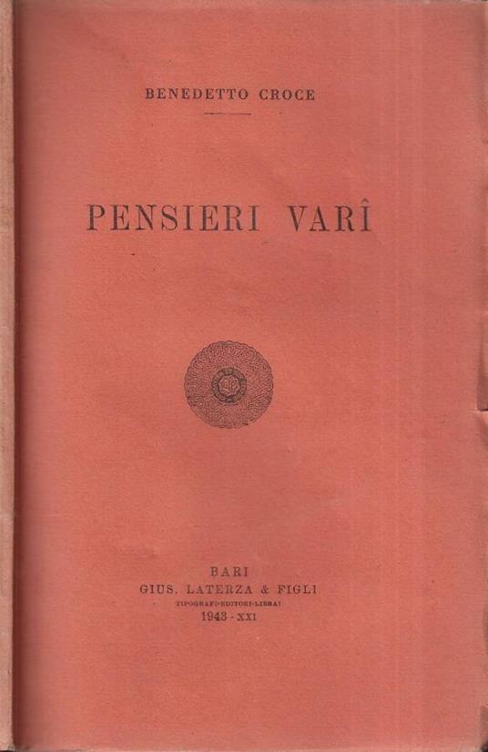Pensieri vari - Benedetto Croce - copertina