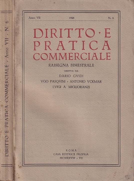 Diritto e pratica commerciale, anno VII, n. 6, 1928 - copertina