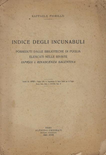 Indice degli incunabuli - copertina