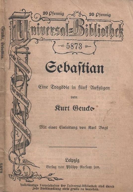 Sebastian. Eine Tragödie in fünf Aufzügen - copertina