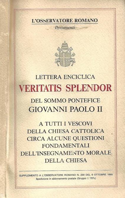 Lettera enciclica Veritatis Splendor - copertina