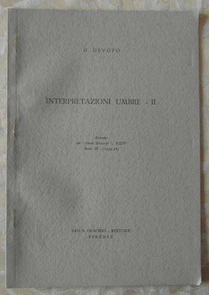 Interpretazioni Umbre Ii - G. Devoto - copertina