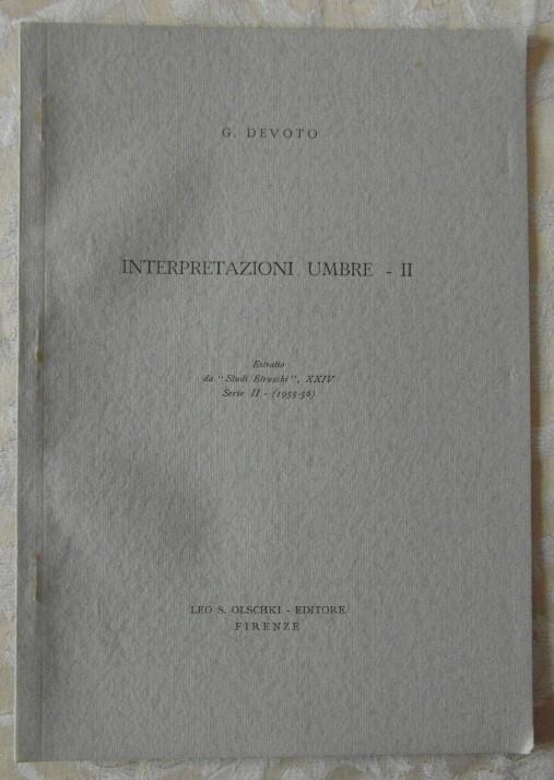 Interpretazioni Umbre Ii - G. Devoto - copertina