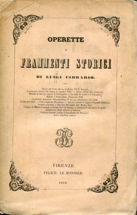 Operette e frammenti storici - Luigi Cibrario - copertina