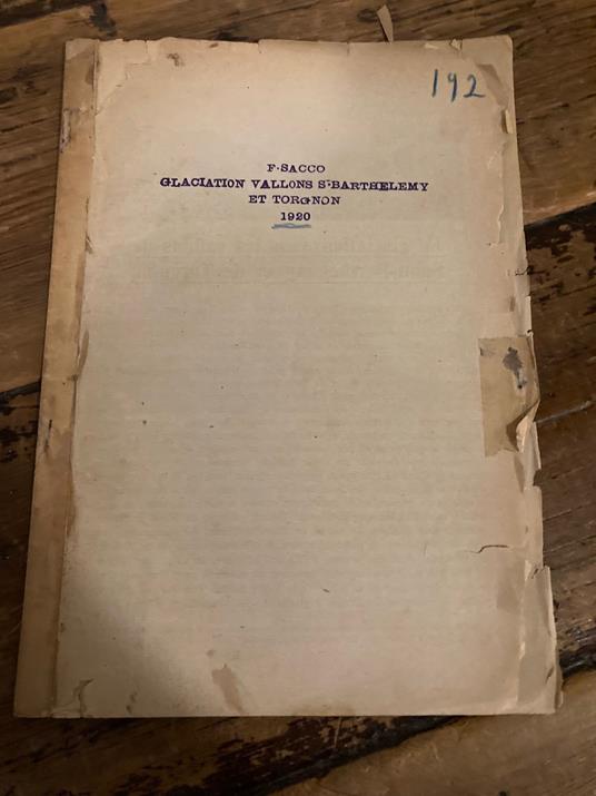 La Glaciation dans les Vallons de Saint-Barthélemy et du Torgnon - Federico Sacco - copertina