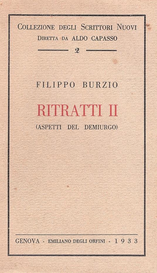 Ritratti II (aspetti del demiurgo) - Filippo Burzio - copertina