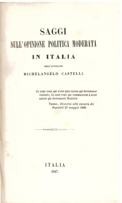 Saggi sull' opinione politica moderata in Italia - copertina