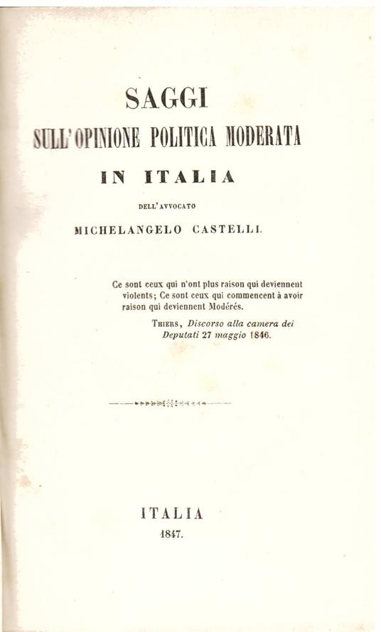 Saggi sull' opinione politica moderata in Italia - copertina