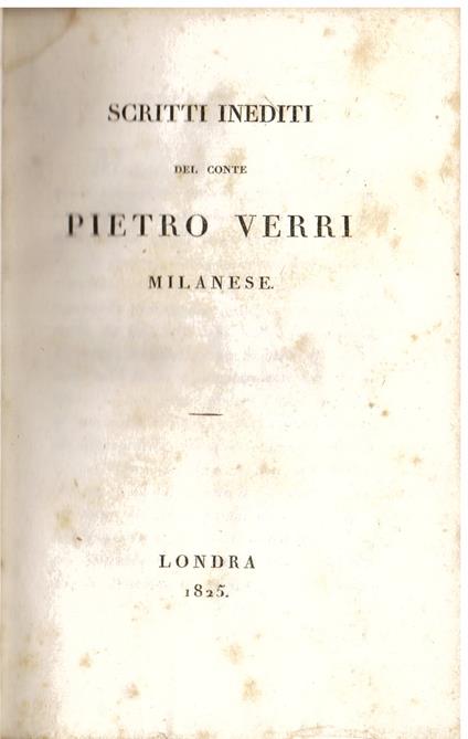 Scritti inediti - Pietro Verri - copertina