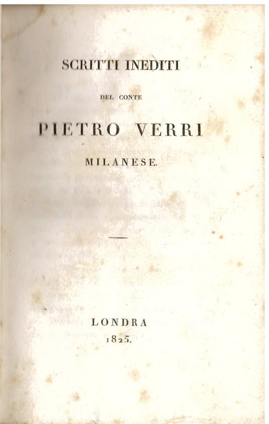 Scritti inediti - Pietro Verri - copertina