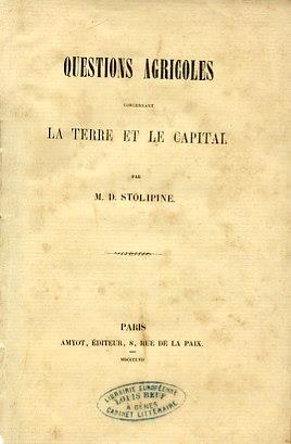 Questions agricoles concernant la terre et le capital - copertina