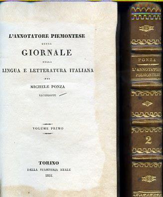L' Annotatore Piemontese ossia Giornale della Lingua e Letteratura Italiana. Volume Primo - Secondo - Quinto - Sesto - Michele Ponza - copertina