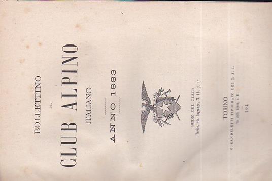 Bollettino del Club Alpino Italiano. Anno 1883 - copertina