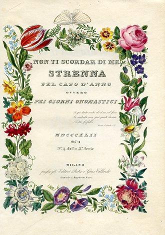 Non ti scordar di me. Strenna pel capo d'anno ovvero pei giorni onomastici. MDCCCXLII N° 11. N° 4 della 2a serie - Giovanni Prati - copertina