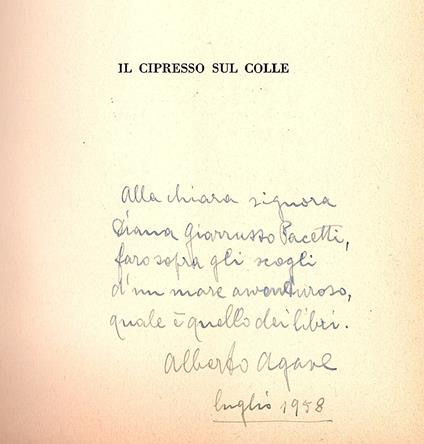 Il cipresso sul colle. Da un diario e da un carteggio verseggiato - copertina
