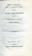 Caratteri della vera religione - Giacinto Sigismondo Gerdil - copertina