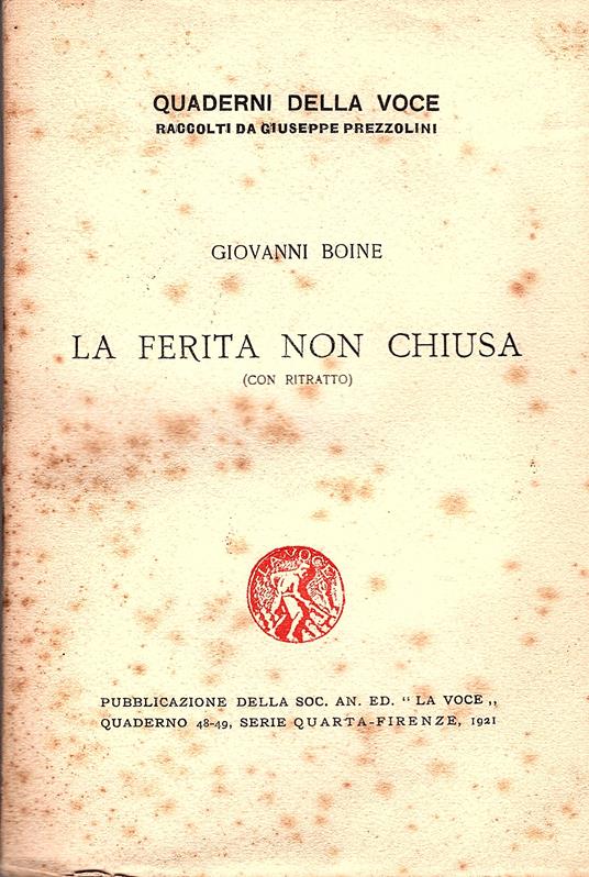 La ferita non chiusa - Giovanni Boine - copertina