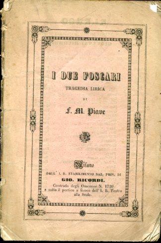 I Due Foscari. Tragedia lirica - Giuseppe Verdi - copertina