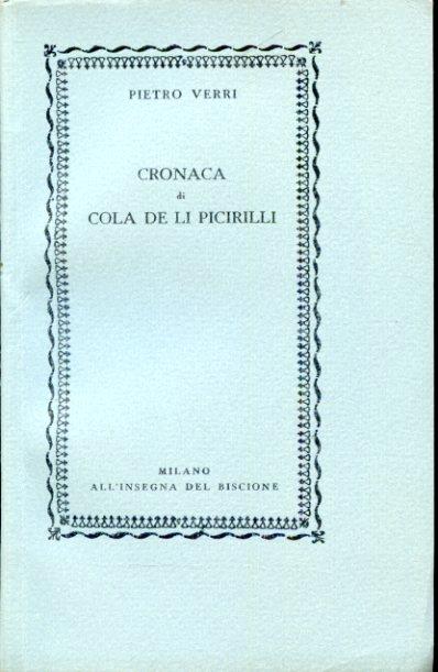 Cronaca di Cola de li Piccirilli - Pietro Verri - copertina