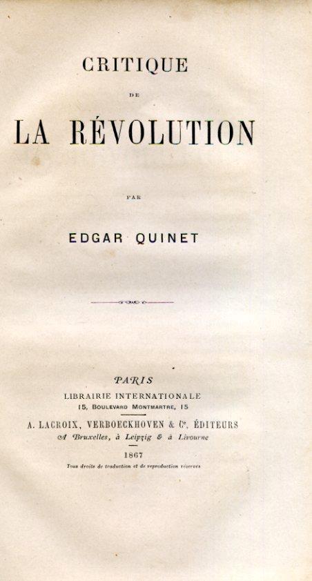 Critique de la Révolution - Edgar Quinet - copertina