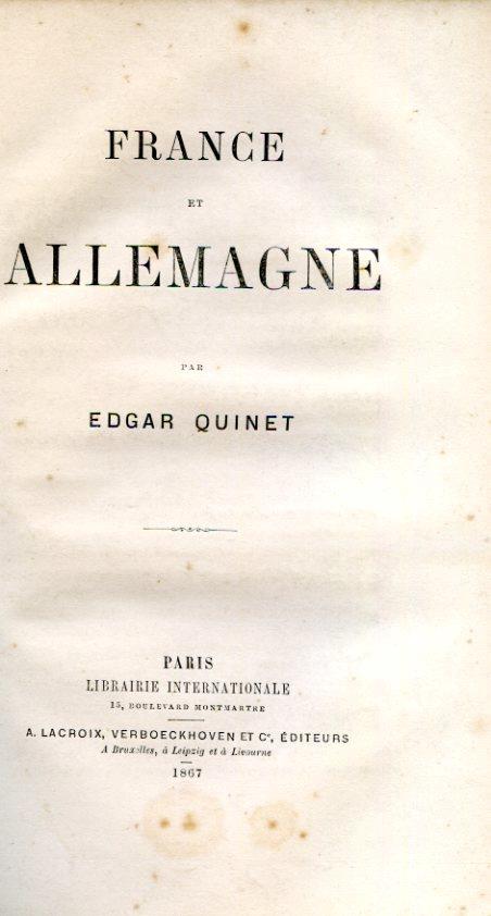 France et Allemagne - Edgar Quinet - copertina
