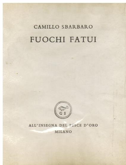 Fuochi fatui - Camillo Sbarbaro - copertina