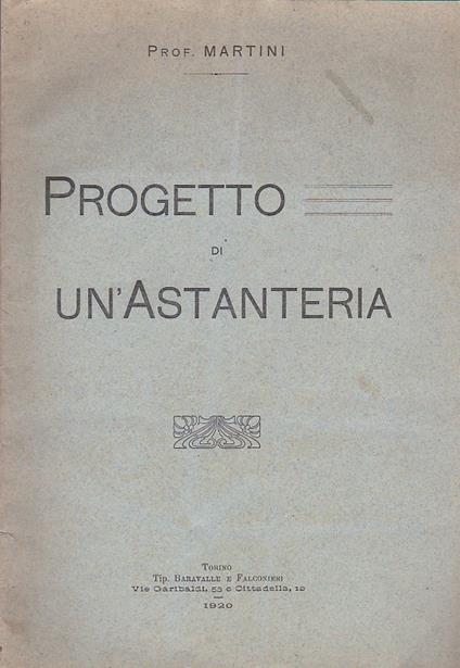 Progetto di un'astanteria - F. Martini - copertina