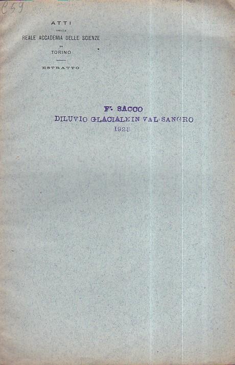 Il Diluvio glaciale nell' alta Valle del Sangro (Abruzzi). Nota - Federico Sacco - copertina