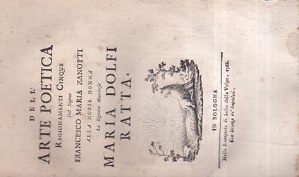 Dell' Arte Poetica. Ragionamenti Cinque - copertina