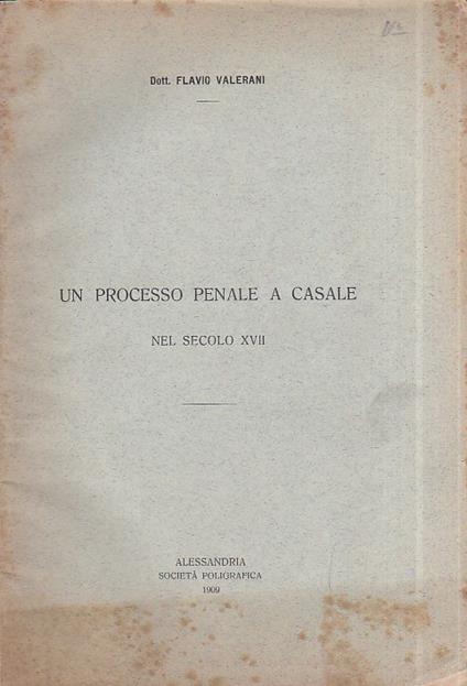 Un processo penale a Casale nel secolo XVII - copertina