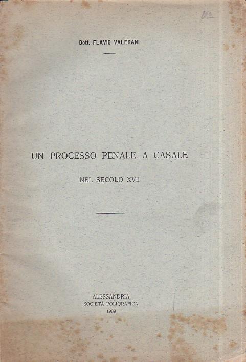 Un processo penale a Casale nel secolo XVII - copertina
