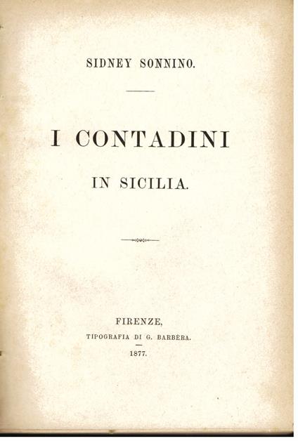 I contadini in Sicilia - Sidney Sonnino - copertina