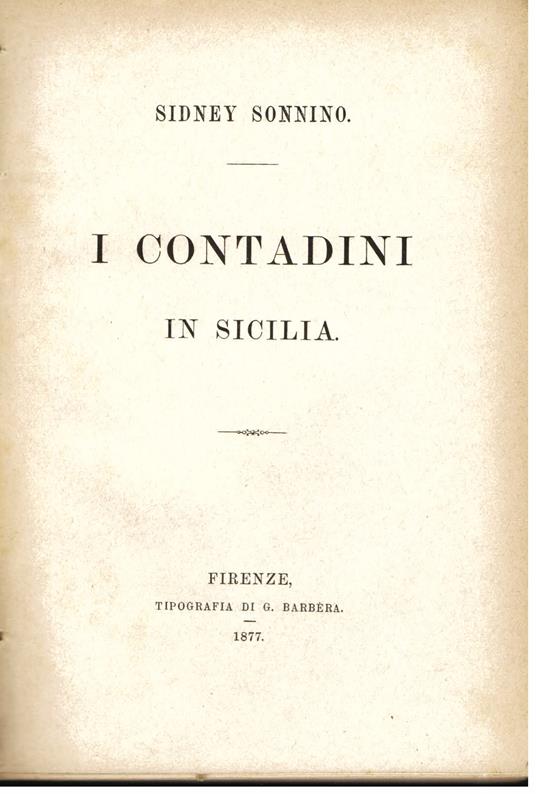 I contadini in Sicilia - Sidney Sonnino - copertina