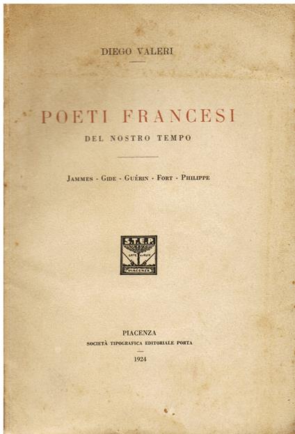 Poeti francesi del nostro tempo. Jammes - Gide - Guérin - Fort - Philippe - Diego Valeri - copertina