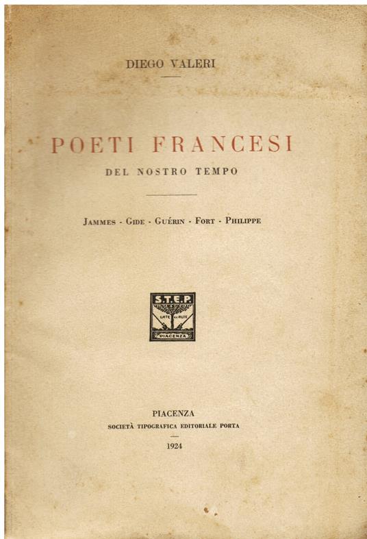 Poeti francesi del nostro tempo. Jammes - Gide - Guérin - Fort - Philippe - Diego Valeri - copertina