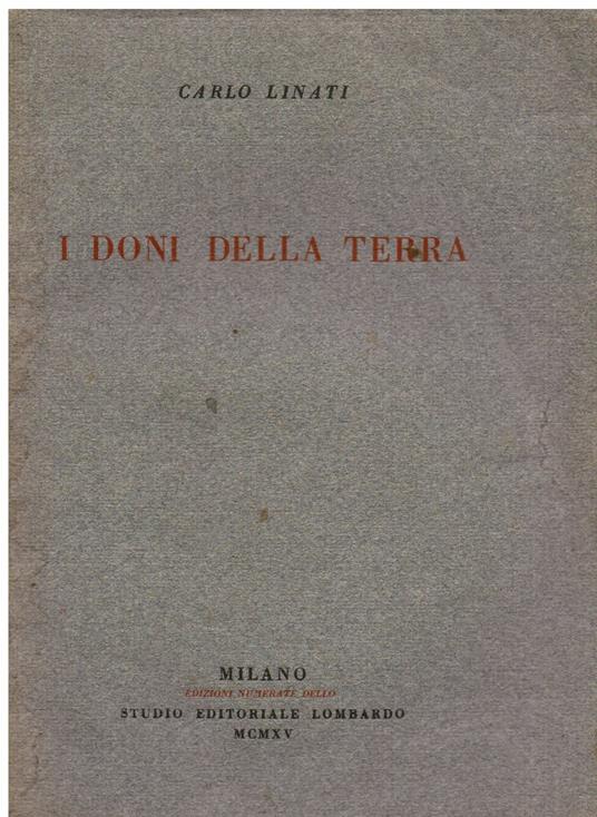 I doni della terra - Carlo Linati - copertina