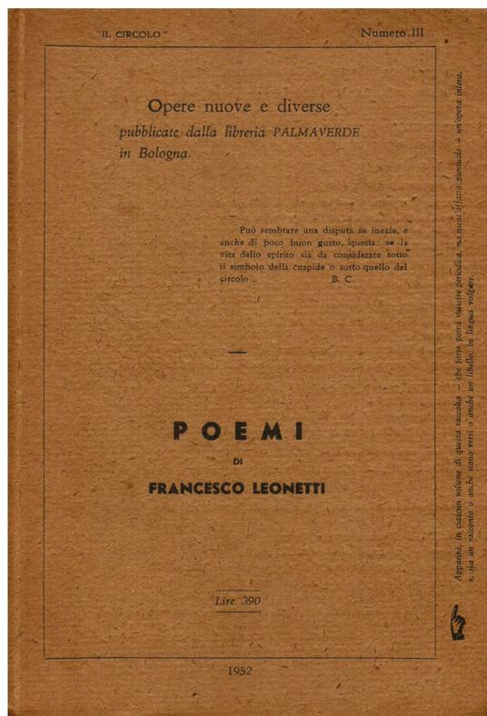 Poemi - Francesco Leonetti - copertina