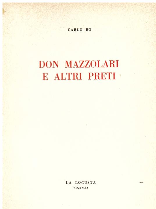 Don Mazzolari e altri preti - Carlo Bo - copertina