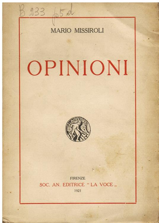Opinioni - Mario Missiroli - copertina