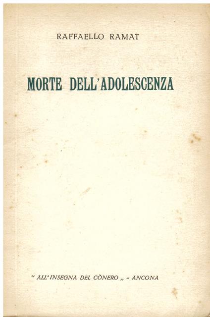 Morte dell' adolescenza - Raffaello Ramat - copertina