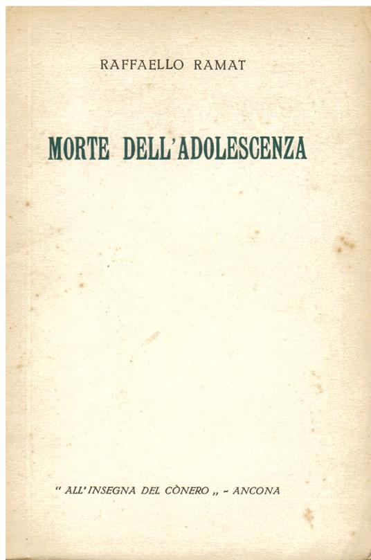 Morte dell' adolescenza - Raffaello Ramat - copertina