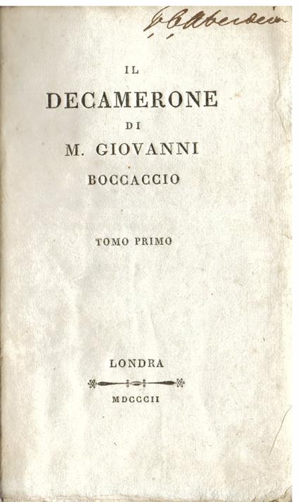 Il Decamerone - Giovanni Boccaccio - copertina