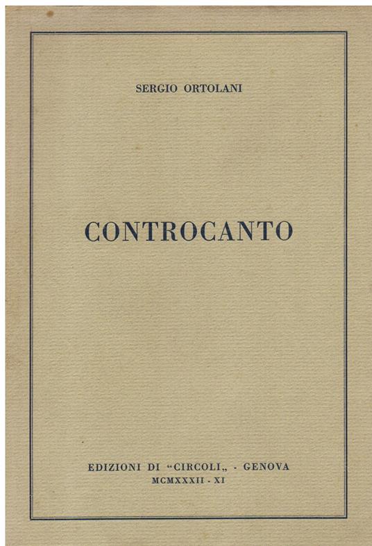 Controcanto - Sergio Ortolani - copertina