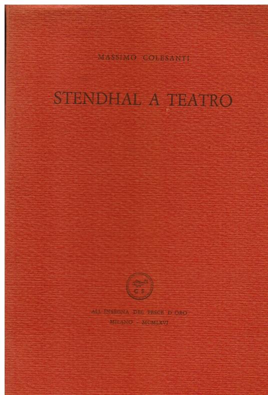 Stendhal a teatro - Massimo Colesanti - copertina