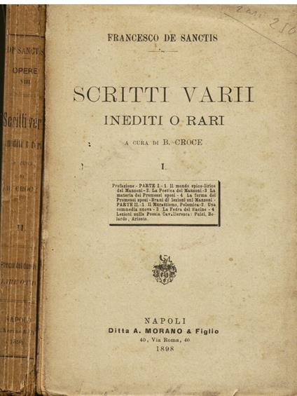 Scritti varii inediti o rari - Francesco De Sanctis - copertina